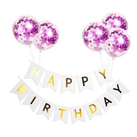 Happy Birthday Lettering Banner Rose Gold Multicolored Balloons