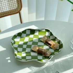 Chessboard Lattice Ceramic Plate Storage Tray Decoration Dessert Plate