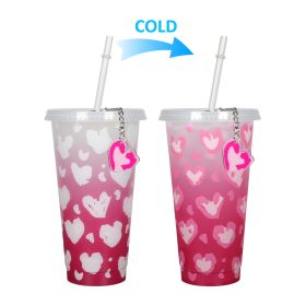 Household Fashion Simple Plastic Color Changing Cup With Straw