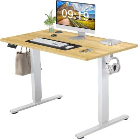 Electric Height Adjustable Standing Desk,Sit to Stand Ergonomic Computer Desk,Yellow,40'' x 24"