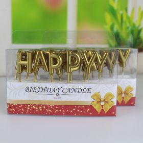 Tuhao Gold Plated Craft Birthday Letter Candle Happy Birthday English Candle